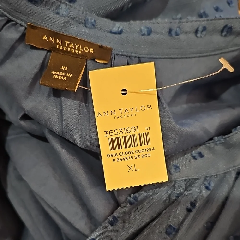 Ann Taylor Blue V-Neck Flutter Sleeve Dress Sz XL - Picture 7 of 9